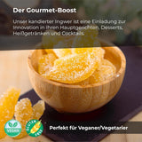 Gingembre confit en morceaux 1 kg | Fruits secs déshydratés Tranches de gingembre glacées | Gingembre confit tranché | Feuilles séchées sucrées | IDÉAL pour les recettes | Végétariens et végétaliens. Produits déshydratés Naty Shop