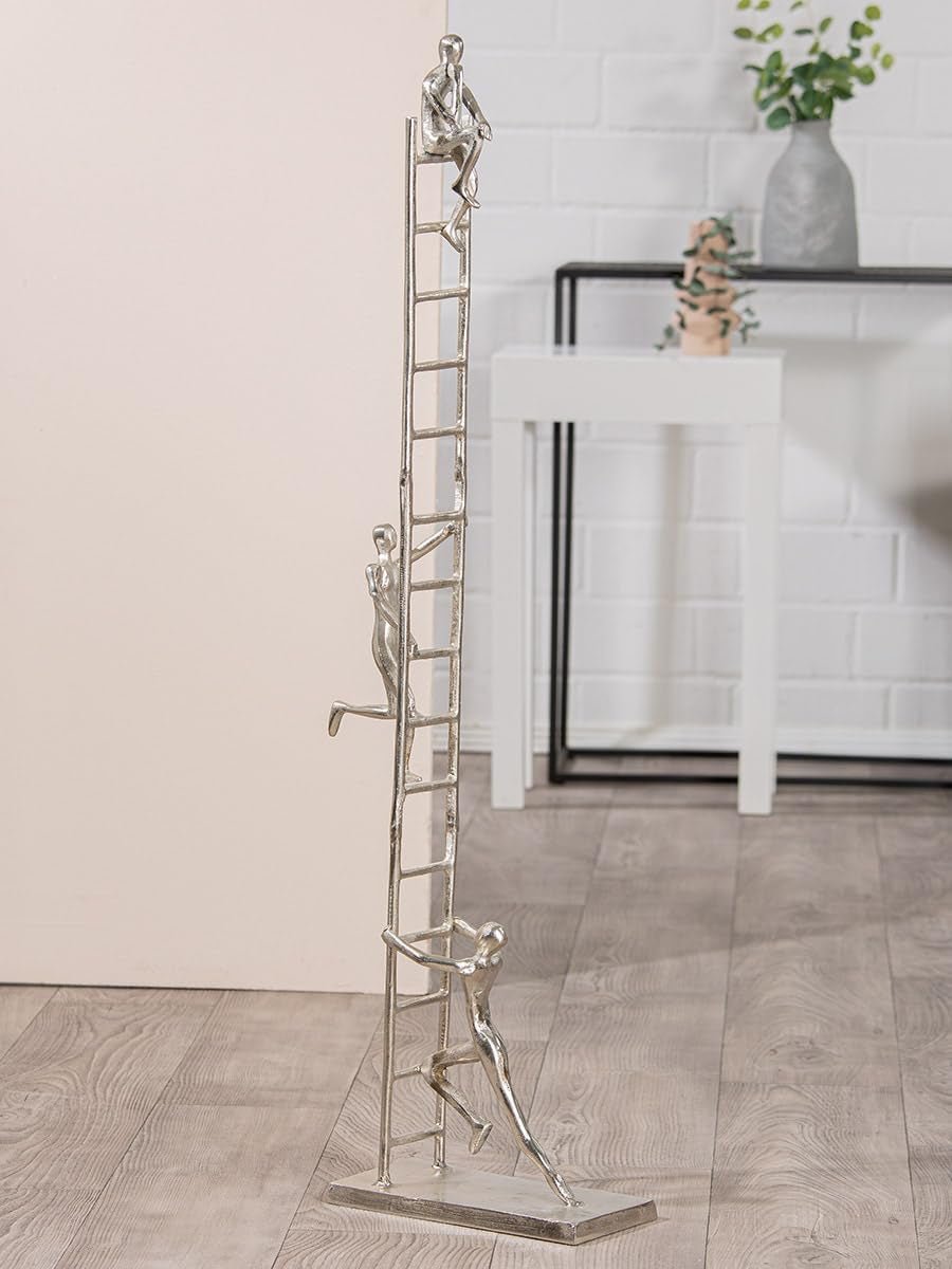 GILDE Deko große Figur Skulptur XXL - sculpture décorative argentée en aluminium couleur : argent - décoration de salon cadeau d'anniversaire hauteur 114 cm Statuettes et sculptures Naty Shop argent Hauteur 114 cm