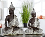 GILDE Sculpture décorative Bouddha Assis - Méditation - marron/blanc - Hauteur 29 cm Statuettes et sculptures Naty Shop