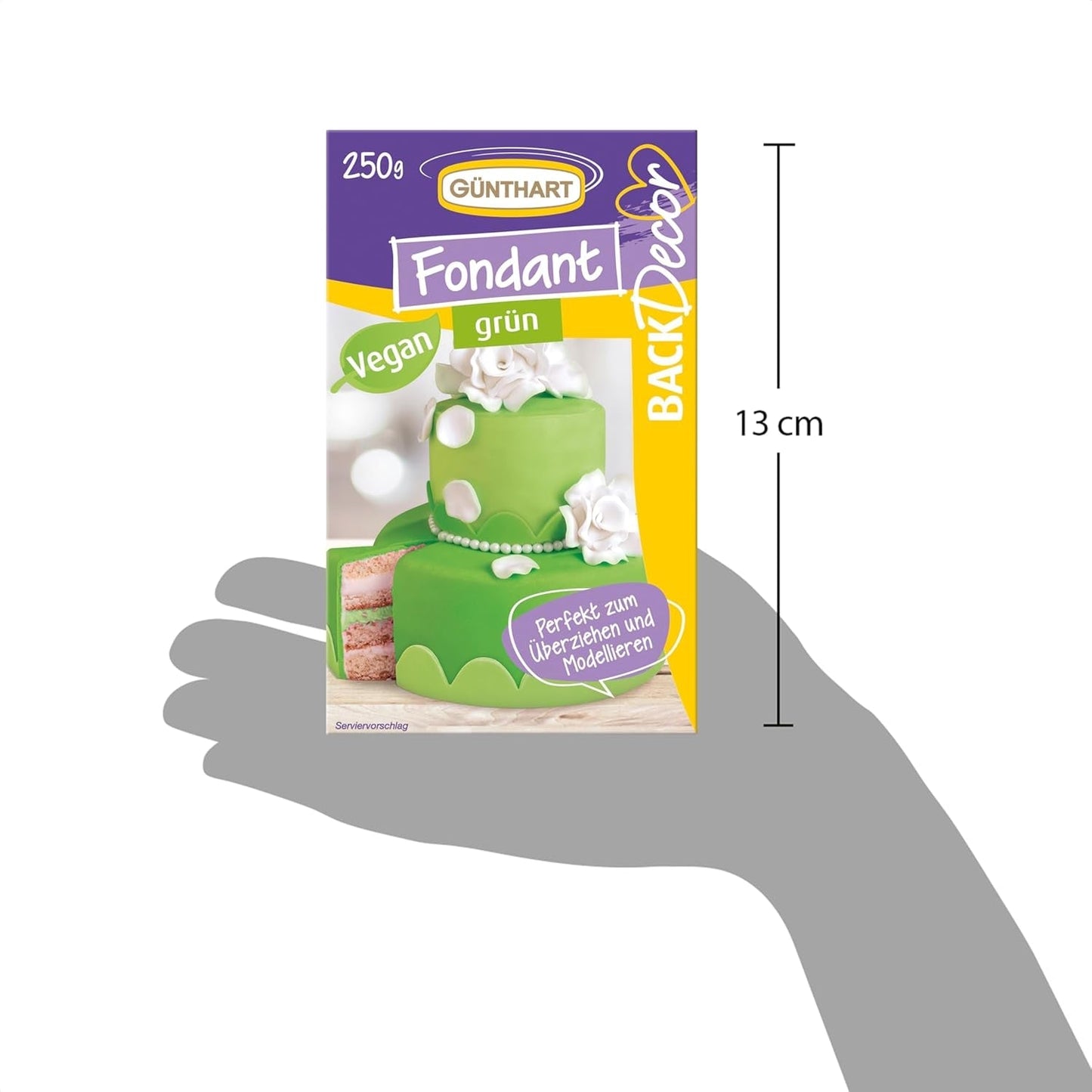 Günthart BackDecor 250 fondant vert, 100 % végétalien, sans huile de palme, indéchirable pour recouvrir les gâteaux et pâtisseries, adapté au modelage, 1 paquet (1 x 250 g) Naty Shop Sugarpaste