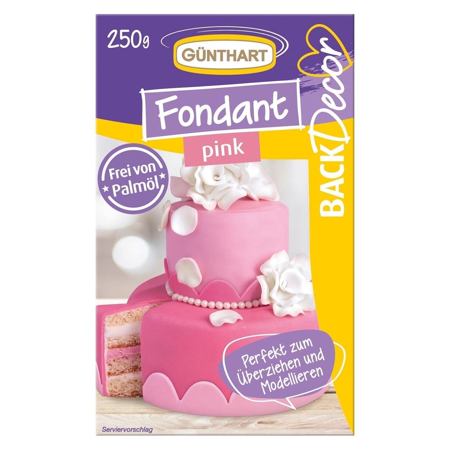 Günthart BackDecor 250 Fondant Vert 100% Vegan Sans Huile de Palme Résistant aux Déchirures Pour Recouvrir les Gâteaux et Pâtisseries Adapté au Modelage 1 Paquet (1 x 250g) Naty Shop Pâte à Sucre 250G (1 Paquet) Rose