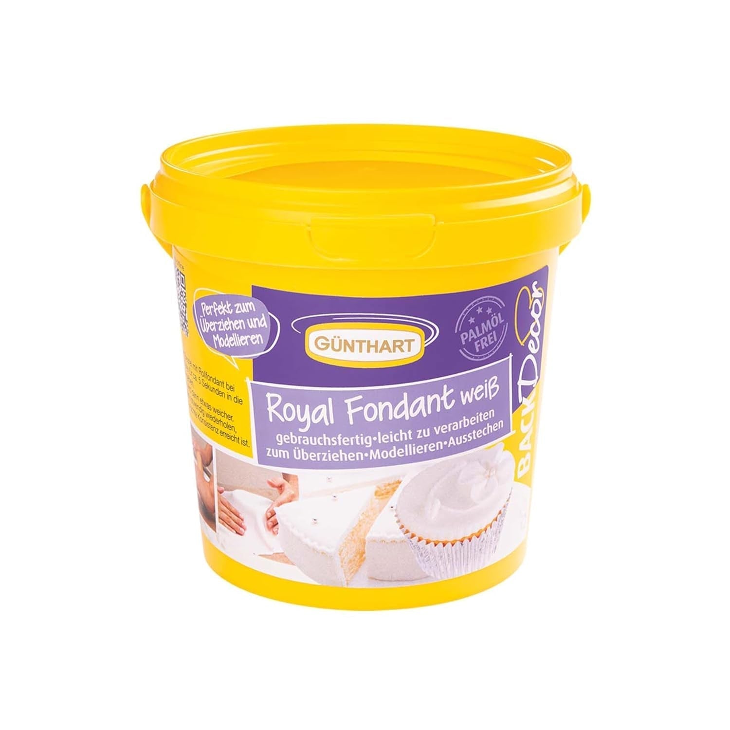 Günthart BackDecor 800g fondant blanc Table décorative blanche pour enduire, glacer des gâteaux ou modeler, sans huile de palme, prête à l'emploi et facile à travailler avec la pâte à sucre Naty Shop Default Title
