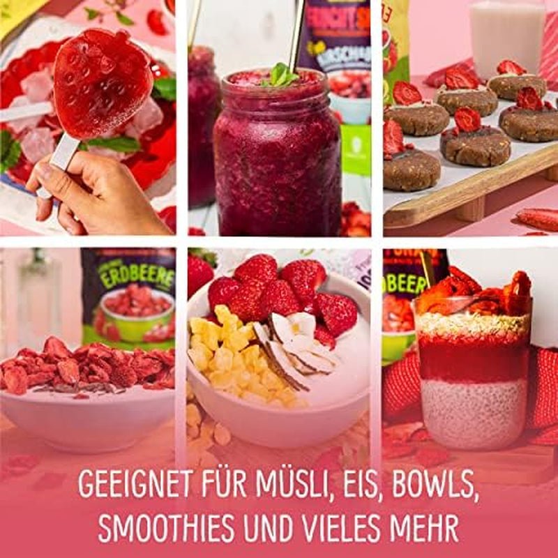 Snacks aux fruits bio pour enfants : 6x15g Fraises lyophilisées bio - Fruits lyophilisés - Fruits secs - Petits coquins de NutriPur Produits déshydratés Naty Shop