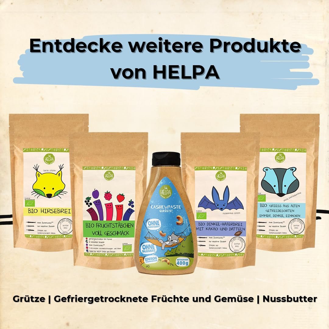 Sachets HELPA BIO à la poudre de fruits - arômes fruités - fruits - fraises - framboises - myrtilles - prunes - cassis - 100% fruits lyophilisés - alimentation bébé Produits déshydratés Naty Shop