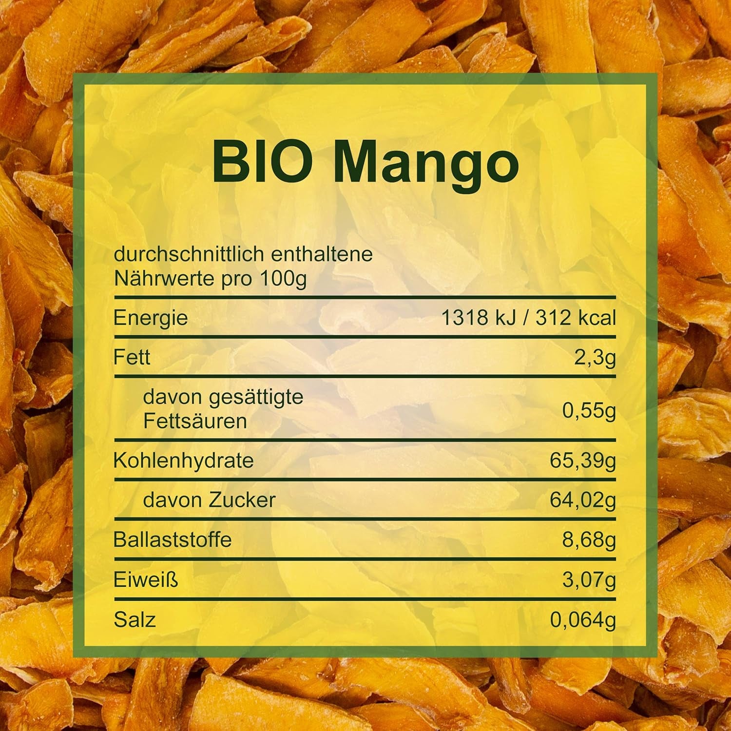 Mangue séchée Howa - fruits secs de qualité biologique, naturels et sans soufre - idéal pour cuisiner, pâtisserie ou comme collation saine - tranches de mangue - sans sucre - 1000 g de produits déshydratés Naty Shop