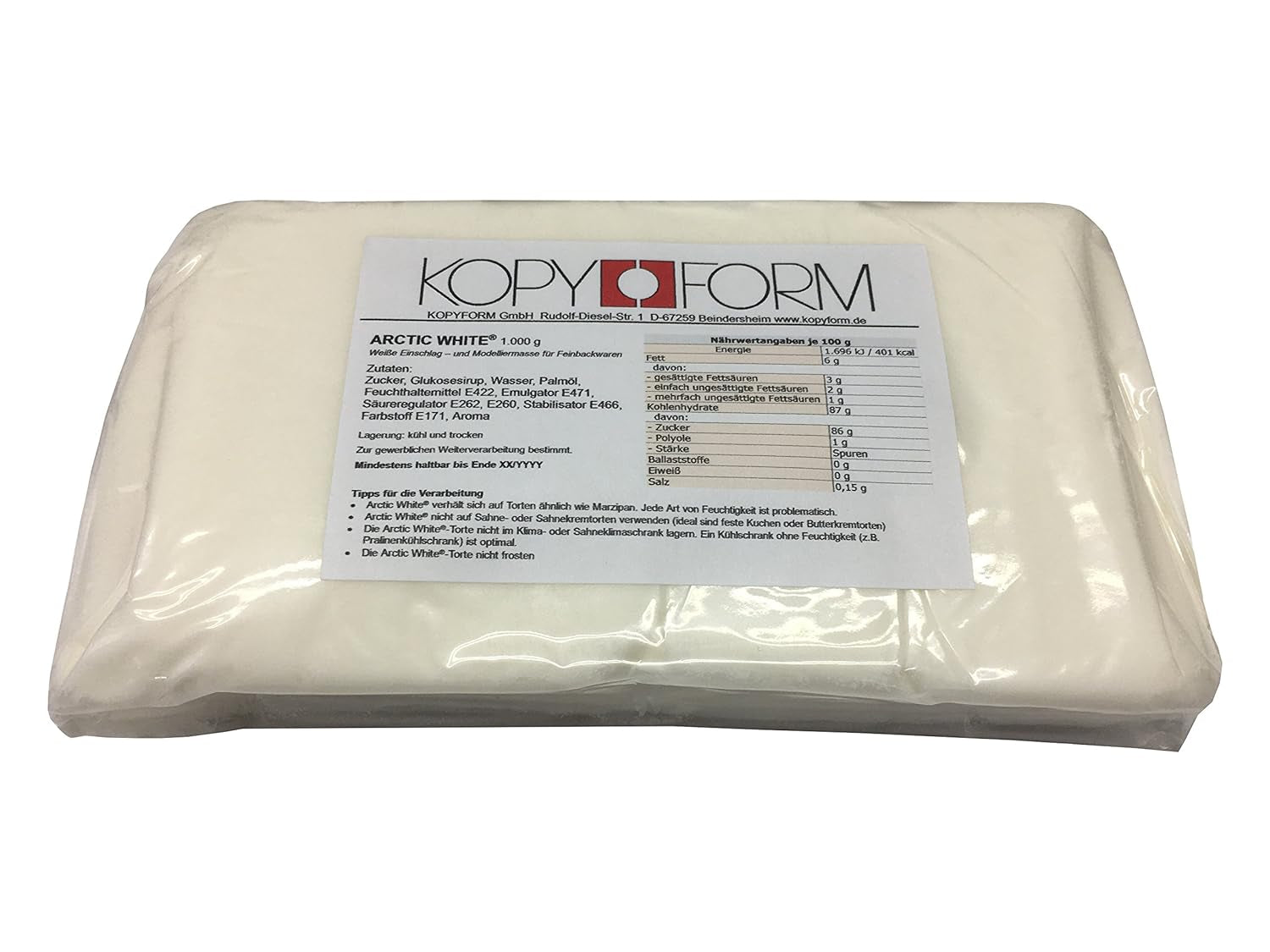Rouleau fondant KOPYFORM Arctic White® 5kg, pâte à sucre blanche Naty Shop Default Title