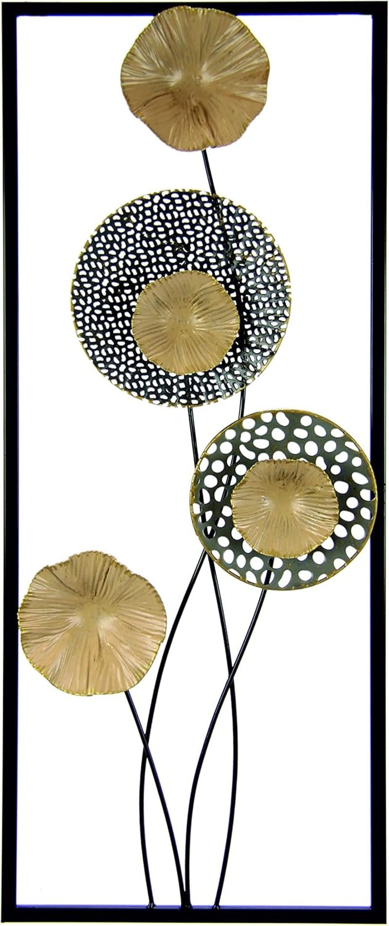 Feuilles de lotus papier peint mural décoration murale fleurs 3D art sculpture sculptures murales décoration terrasse décoration murale abstrait relief objet mural cadeau design, or, 61x25x4, 5cm Statuettes et sculptures Naty Shop Titre par défaut