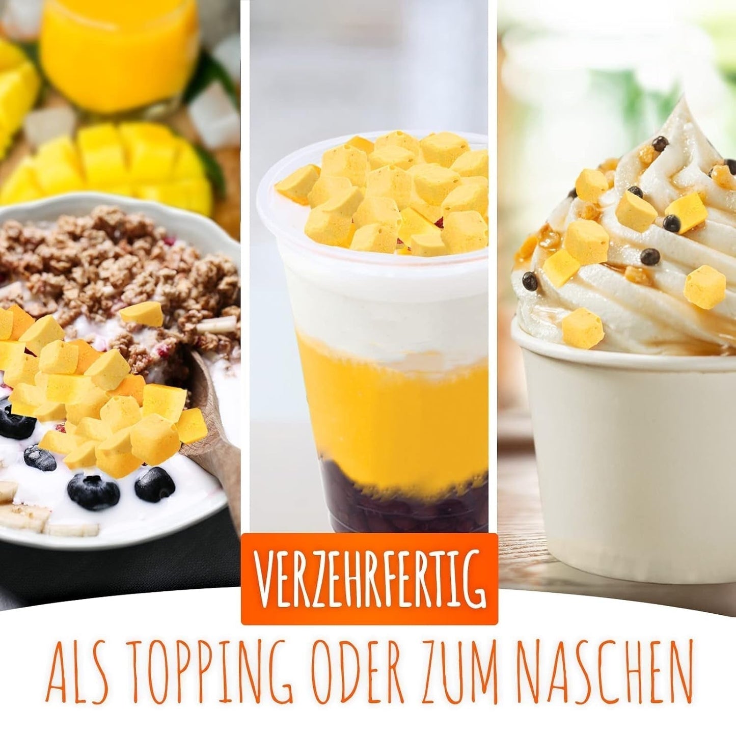 Mangue lyophilisée, 250g de fruits lyophilisés, sans additifs, fruité, fabriqué en Allemagne Produits déshydratés Naty Shop
