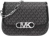 Michael Kors Dames Parker Md Saddle Msgr Sac Femme Sacs Naty Shop Blk/Opticwht