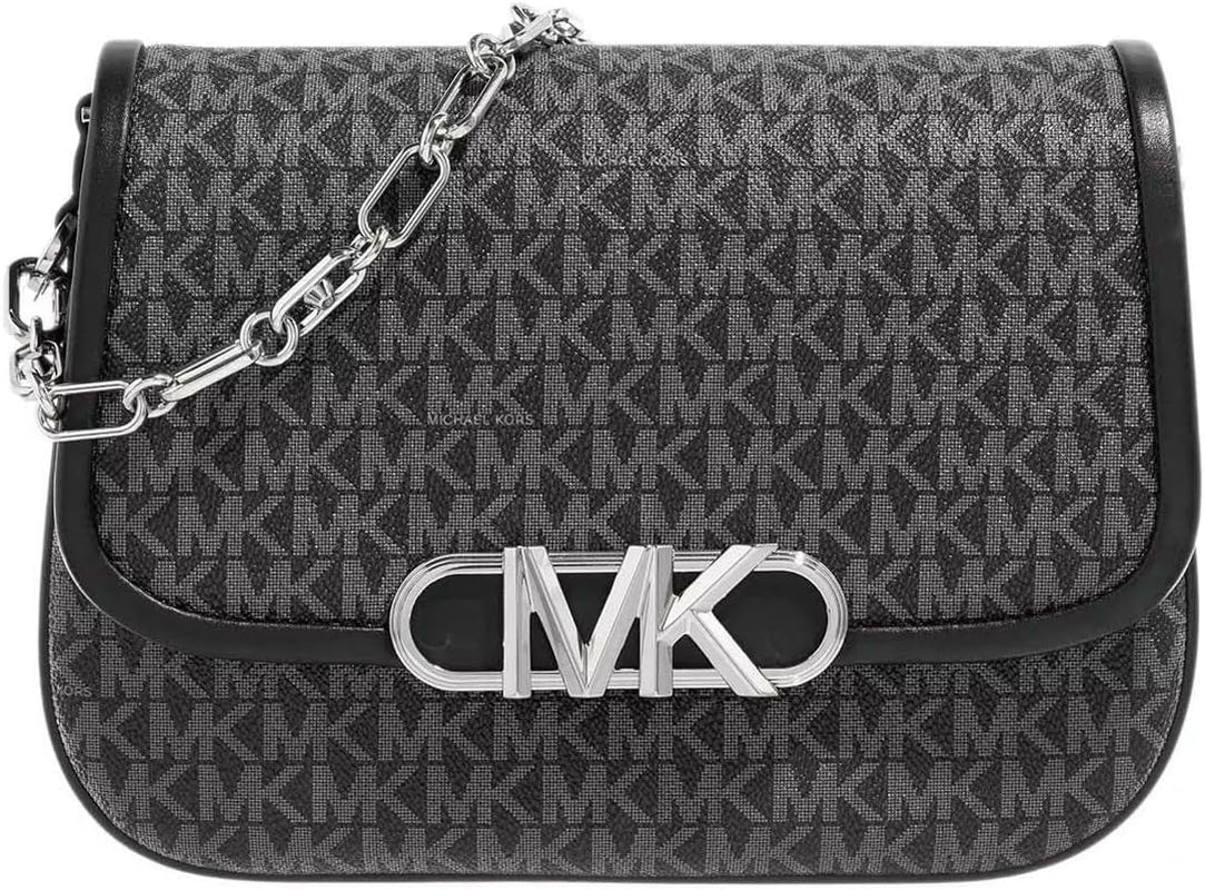 Michael Kors Dames Parker Md Saddle Msgr Sac Femme Sacs Naty Shop Blk/Opticwht