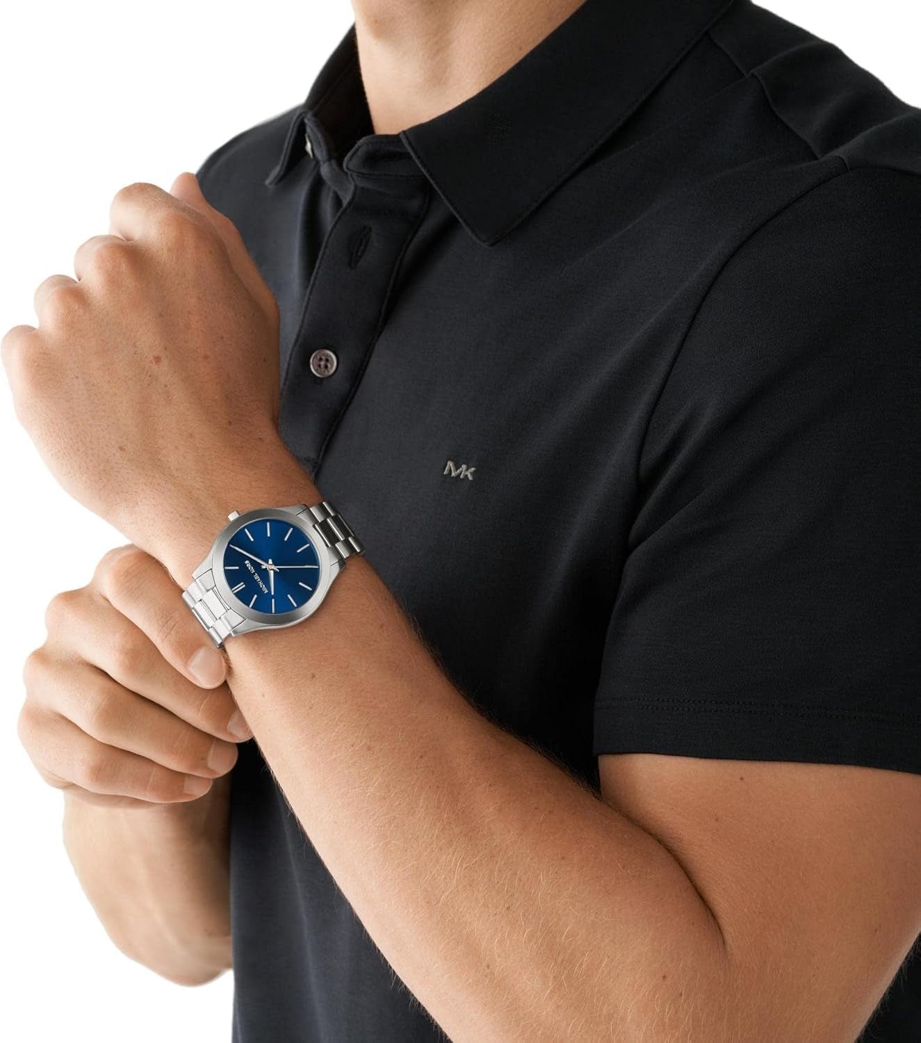 Michael Kors - Slim Runway Collection Montre pour homme en acier inoxydable couleur argent MK1060SET Portefeuille pour homme Naty Shop