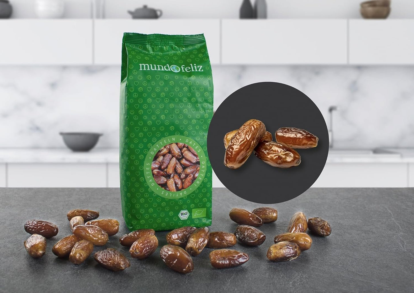 Mundo Feliz Dattes séchées aux graines issues de l'agriculture biologique, 2 x 500 g Produits déshydratés Naty Shop