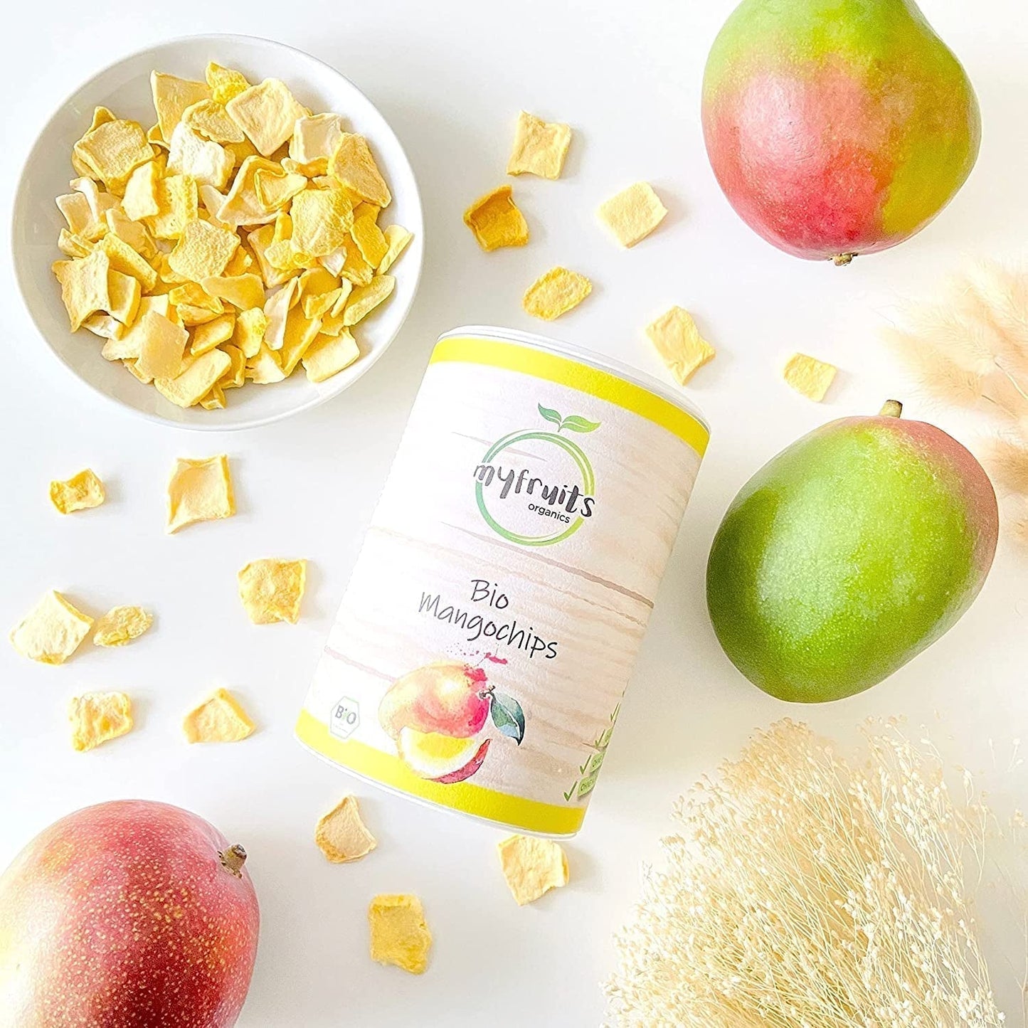 myfruits mangue bio, fruits lyophilisés, 300g, chips de fruits, sans additifs, 100% mangue, fruits lyophilisés et séchés pour muesli ou snacks... Produits déshydratés Naty Shop