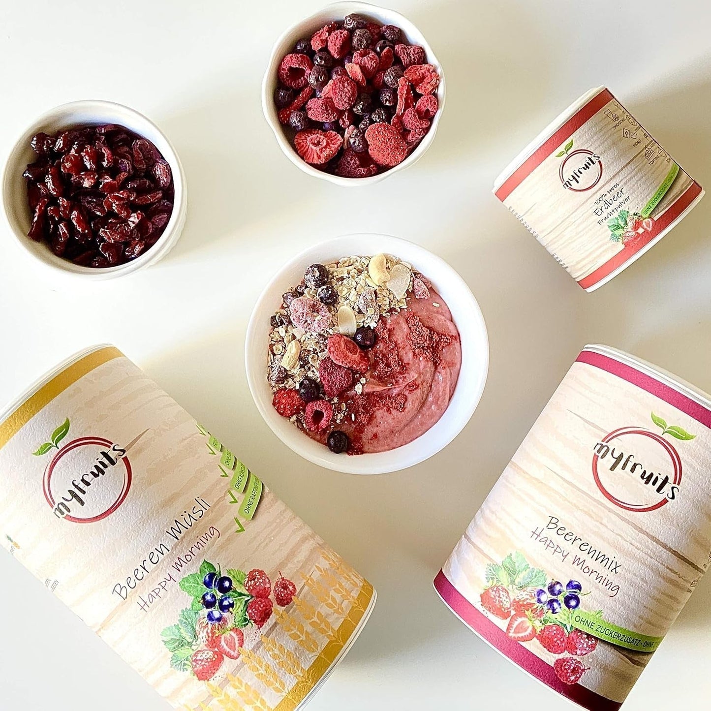 myfruits berry mix, 300g, mélange de fruits et baies lyophilisés, sans sucre ajouté, fraises, framboises, groseilles, mélange de fruits secs Produits déshydratés Naty Shop