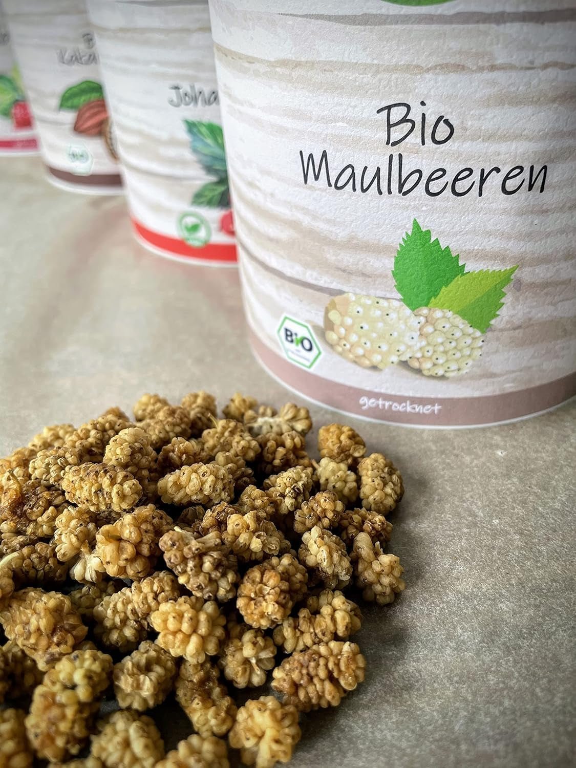 Mûres séchées bio myfruits, 750g, séchées au soleil, sans additifs. Issu de l'agriculture biologique certifiée, les mûres blanches séchées produits déshydratés Naty Shop
