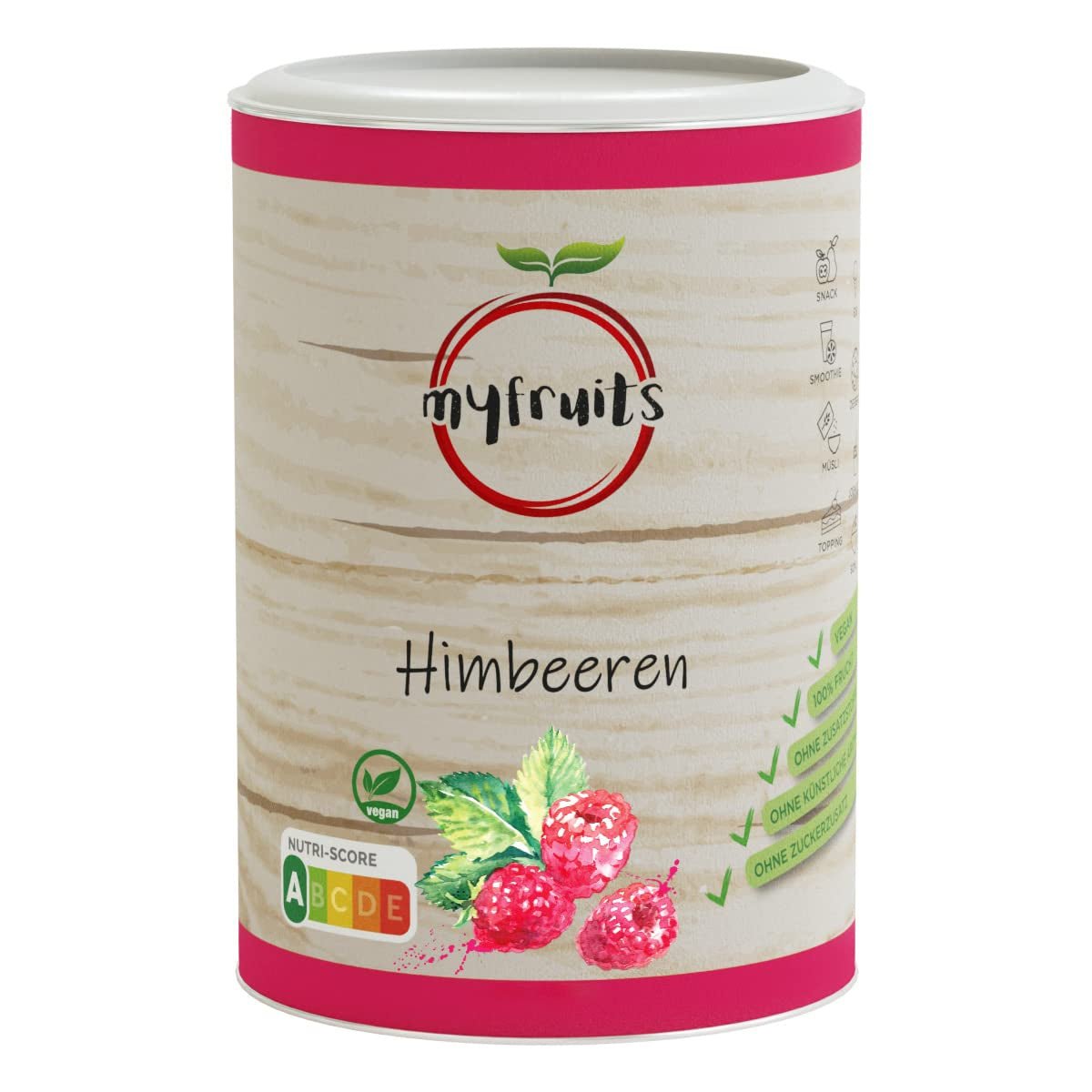myfruits framboises lyophilisées, 300g, sans additifs, 100% framboises séchées, fruits lyophilisés pour muesli ou en collation... Produits déshydratés Naty Shop 70 G (1 paquet)