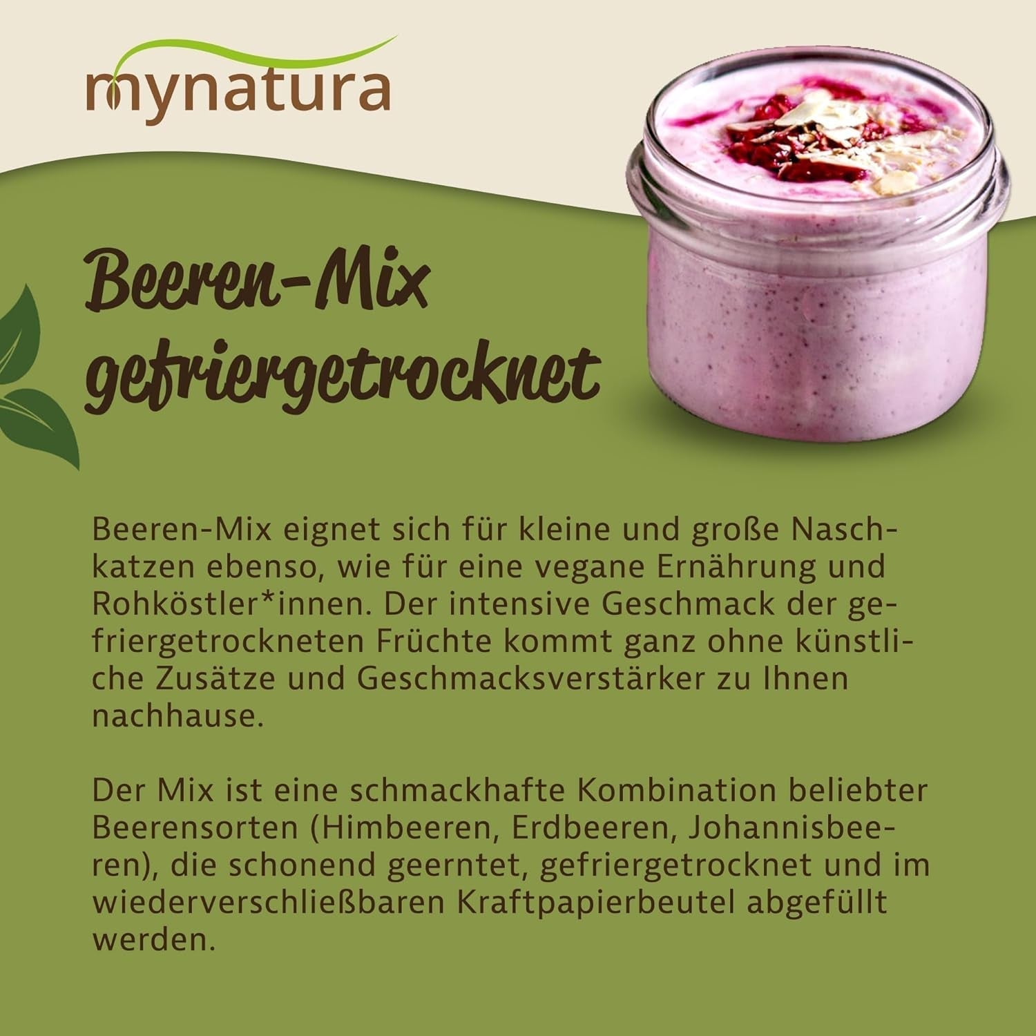 Mynatura Mélange coloré de baies lyophilisées I Mélange de fruits I Framboises I Cassis I Fraises I Snacks aux fruits I Vegan I 350g Produits déshydratés Naty Shop