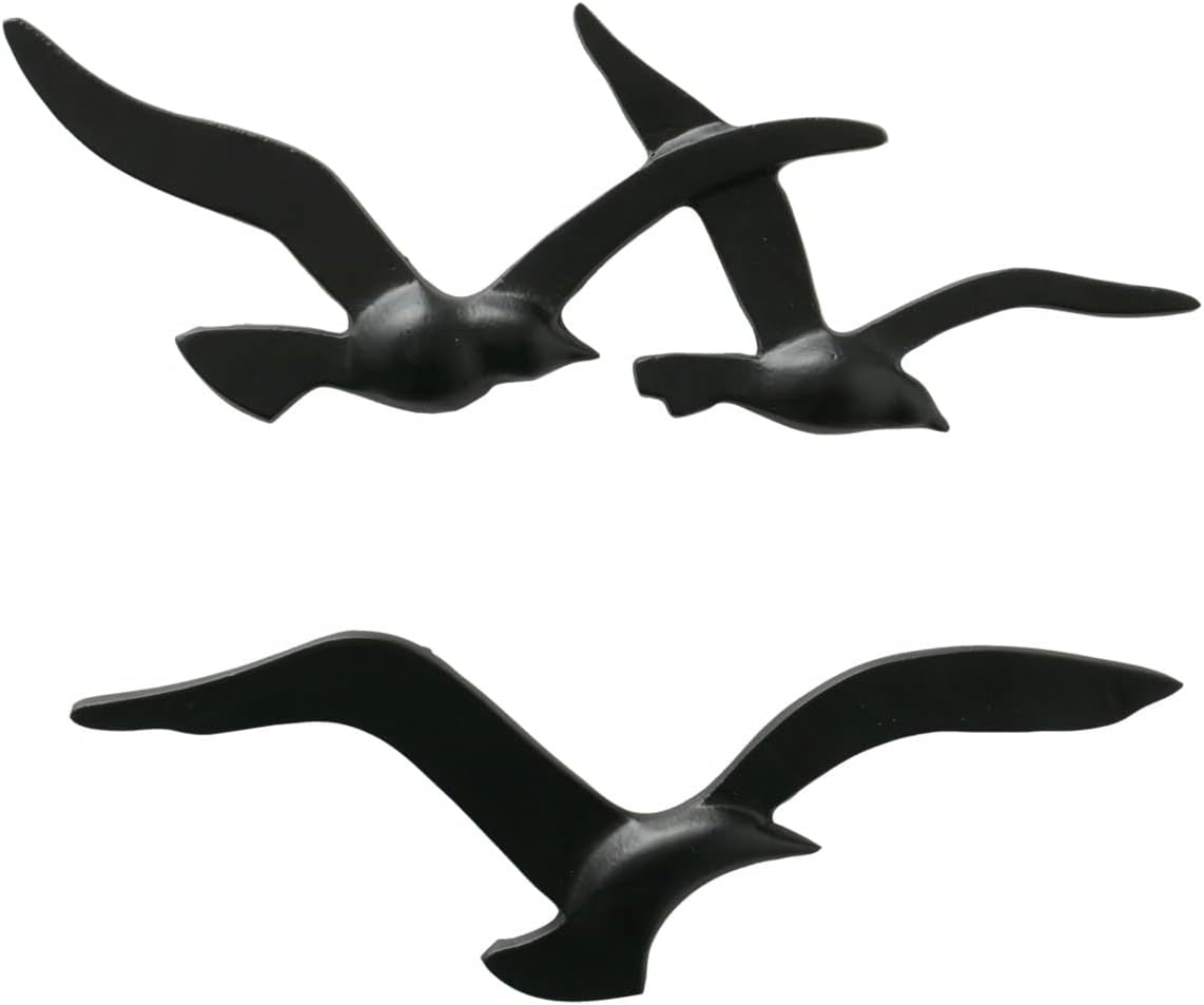 Birdy Wall Art (doré, décorations murales en métal, motif nautique, papier peint pour couloir/salon/salle à manger) 1011623 Naty Shop Statues et sculptures Noir