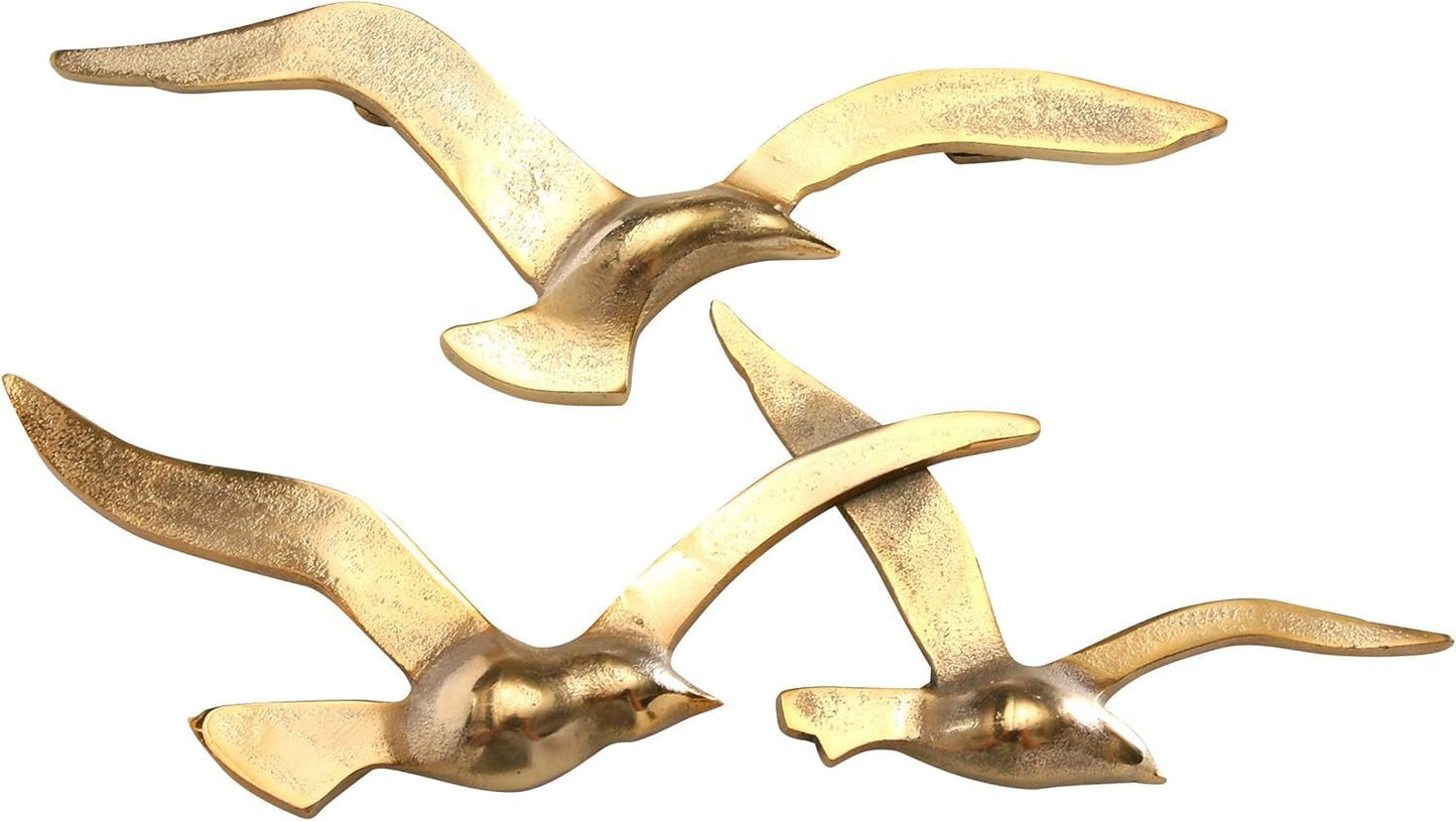 Birdy Wall Art (doré, décorations murales en métal, motif nautique, papier peint pour couloir/salon/salle à manger) 1011623 Naty Shop Statues et sculptures Doré