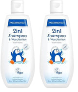 PAEDIPROTECT Shampoing et lotion lavante 2en1 pour bébés et enfants 200 ml, nettoyage délicat et cheveux sans parfum ni microplastiques, le gel douche hydrate les peaux sèches et sensibles, également pour adultes Enfants - Bain et Soin Naty Shop Blanc 200 Ml (pack de 2)