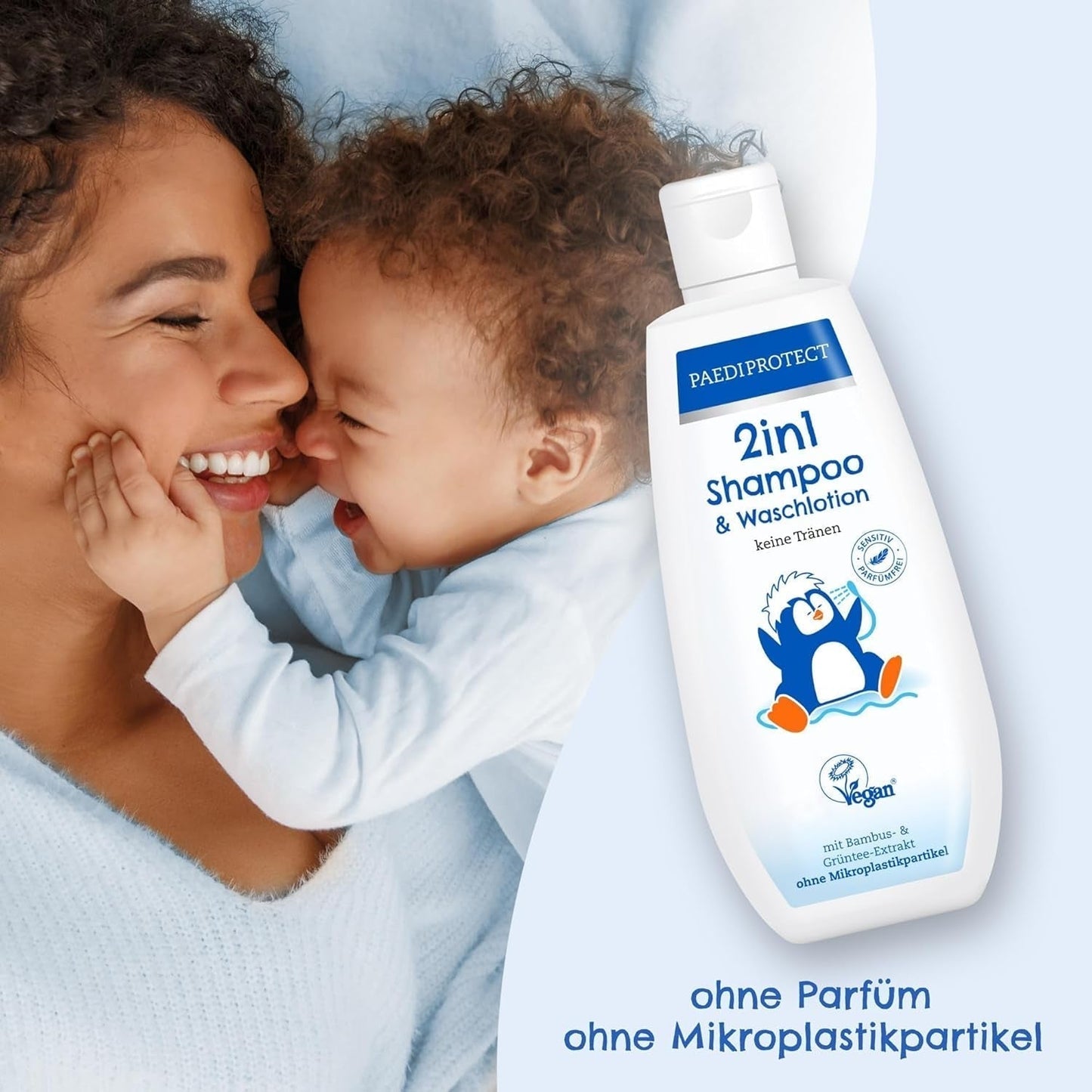 PAEDIPROTECT Shampoing et lotion lavante 2en1 pour bébés et enfants 200 ml, nettoyage délicat et cheveux sans parfum ni microplastiques, le gel douche hydrate les peaux sèches et sensibles, également pour adultes Enfants - Bain et Soin Naty Shop