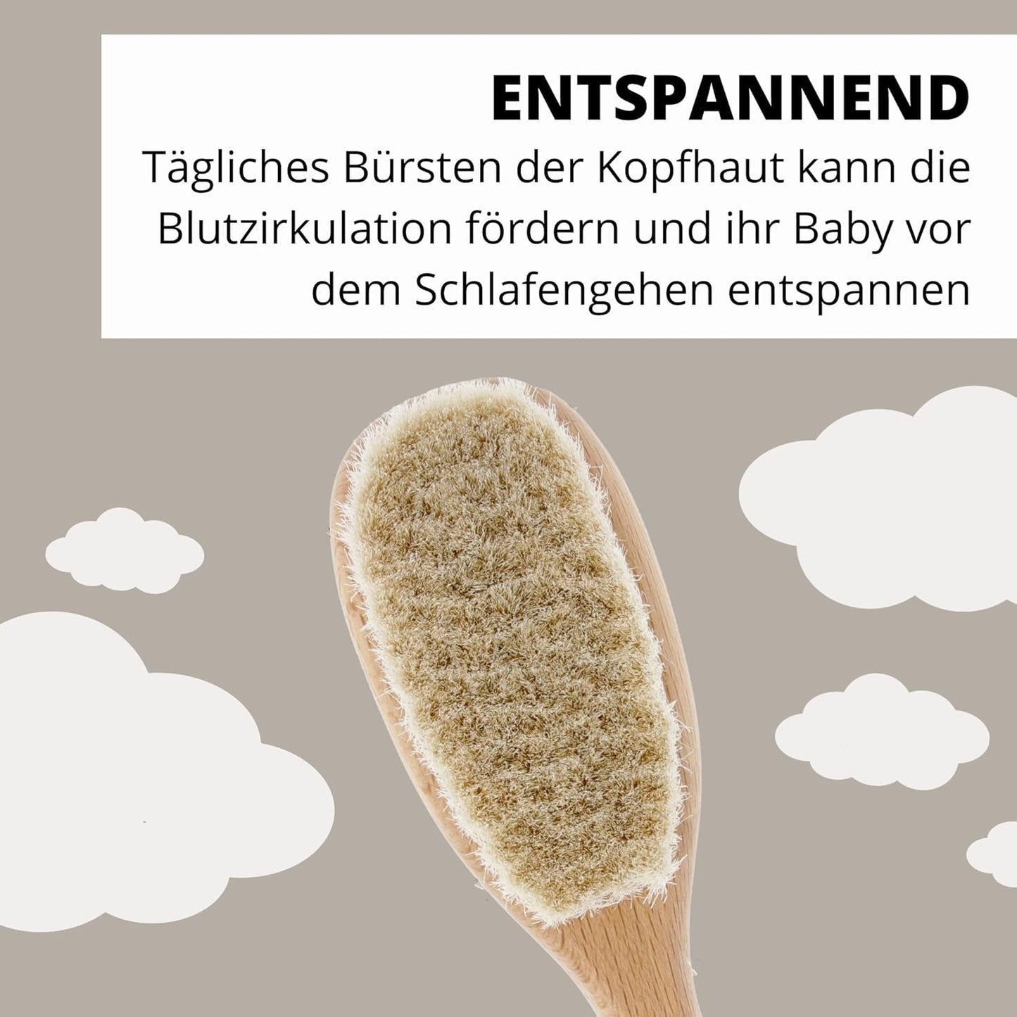 PARSA Beauty Brosse à cheveux pour bébé en poils de chèvre - Brosse à cheveux pour bébé en bois de hêtre certifié FSC® - Brosse pour le soin des cheveux fins de bébé - Brosse pour bébé Enfants - Bain et soin Naty Shop