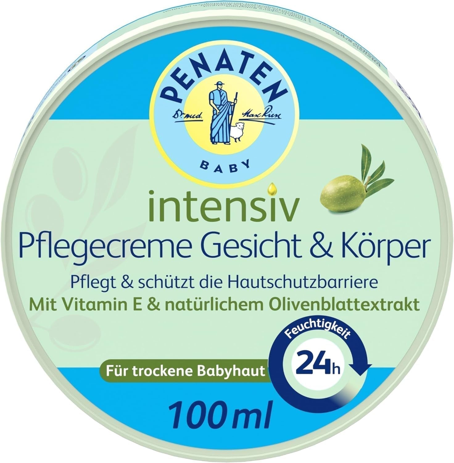 PENATEN crème de soin intensif visage et corps (100 ml), crème visage et corps pour enfants à absorption rapide, hydrate pendant 24 heures, avec de la vitamine E et de l'extrait naturel de feuille d'olivier Enfants - Bains et soins Naty Shop Titre par défaut