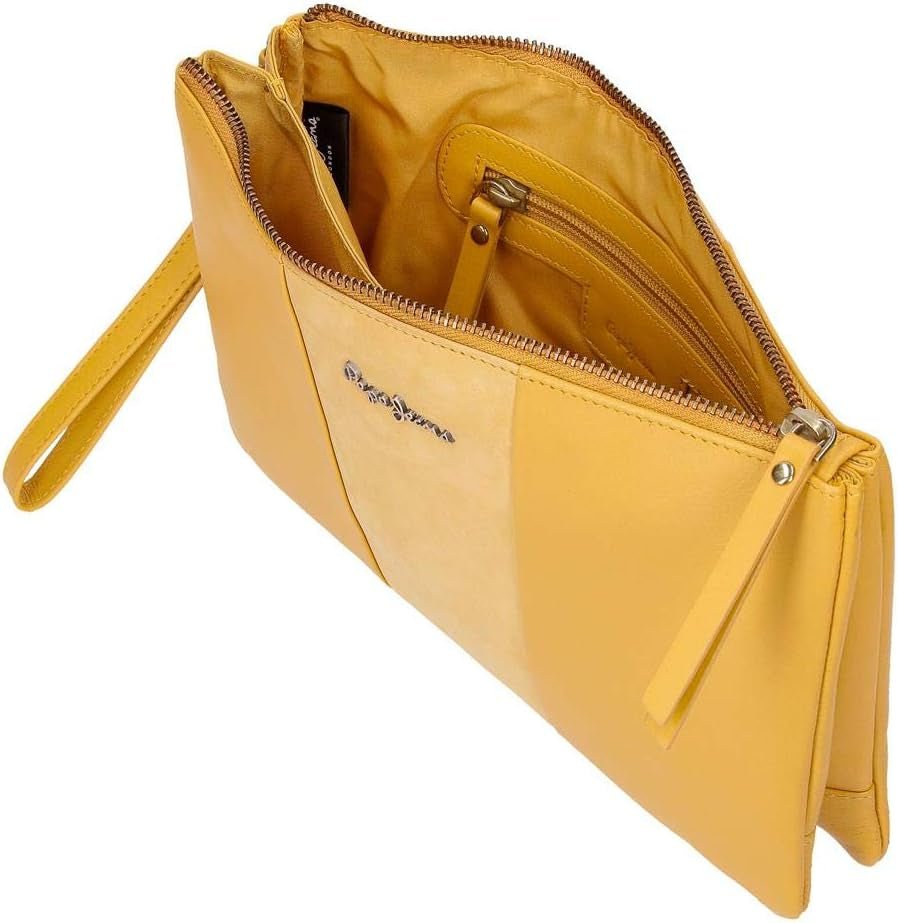 Pepe Jeans Double Wallet Sac jaune 27x17x2 cms Portefeuille en cuir Femme Naty Shop