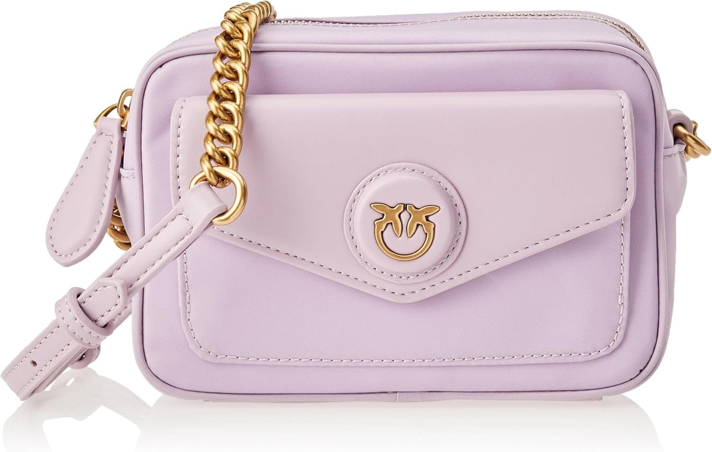 Pinko Nyllo Gate Camera CASE Sacs pour femmes NYLO recyclés Naty Shop Y48Q_Tulip violet-or antique