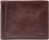Portefeuille à deux volets en cuir Ingram pour hommes Fossil 11,43 cm L x 1,905 cm l x 8,89 cm H Portefeuille pour hommes Naty Shop marron