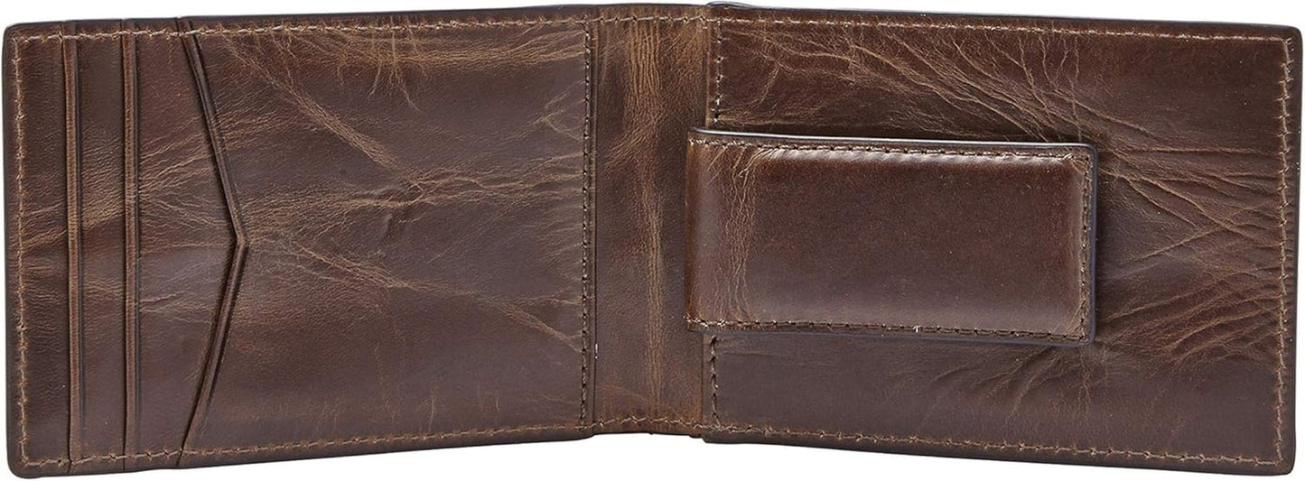 Portefeuille à deux volets en cuir Fossil Andrew pour homme 11,5 cm L x 1,9 cm l x 7,7 cm H Portefeuille pour homme Naty Shop