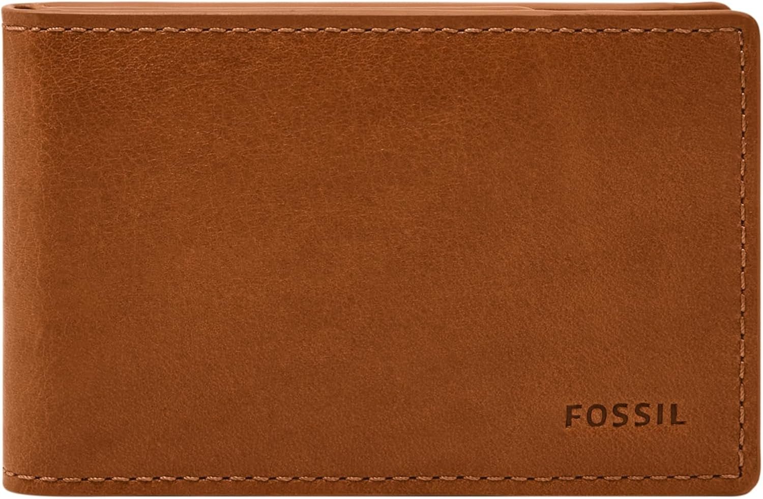 Fossil Andrew Portefeuille à deux volets en cuir pour homme 11,5 cm L x 1,9 cm l x 7,7 cm H Portefeuille pour homme Naty Shop Saddle