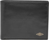 Portefeuille à deux volets en cuir Fossil Ryan pour hommes 11,43 cm L x 2,54 cm l x 9,525 cm H Portefeuille pour hommes Naty Shop noir