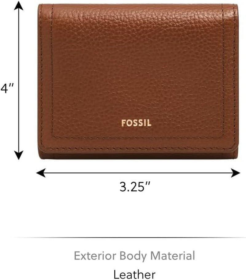 Portefeuille à trois volets Fossil Logan pour femme, marron Naty Shop Portefeuille pour femme