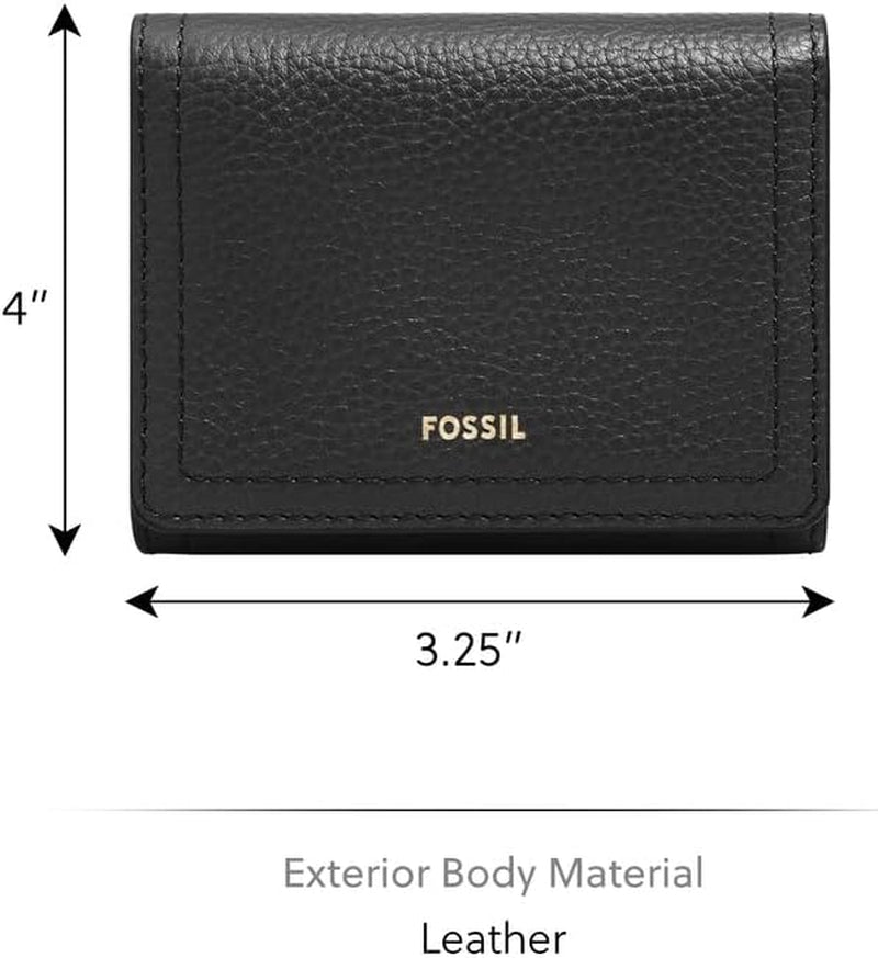 Portefeuille à trois volets Fossil Logan pour femme, noir Naty Shop Portefeuille pour femme