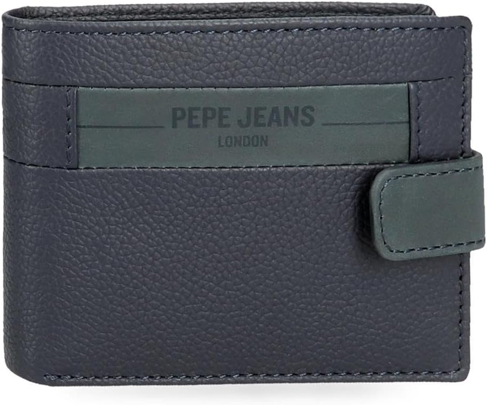 Portefeuilles et porte-monnaie en cuir de vache Pepe Jeans Checkbox, noir, marron, bleu et gris - Naty Shop