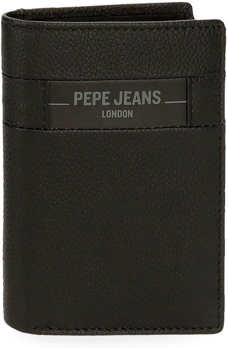 Pepe Jeans Checkbox Noir Marron Bleu Gris Portefeuilles et porte-monnaie en cuir de vache Portefeuille pour hommes Naty Shop Portefeuille vertical noir