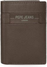 Pepe Jeans Checkbox Noir Marron Bleu Gris Portefeuilles et porte-monnaie en peau de vache Naty Shop Portefeuille pour homme Portefeuille vertical marron