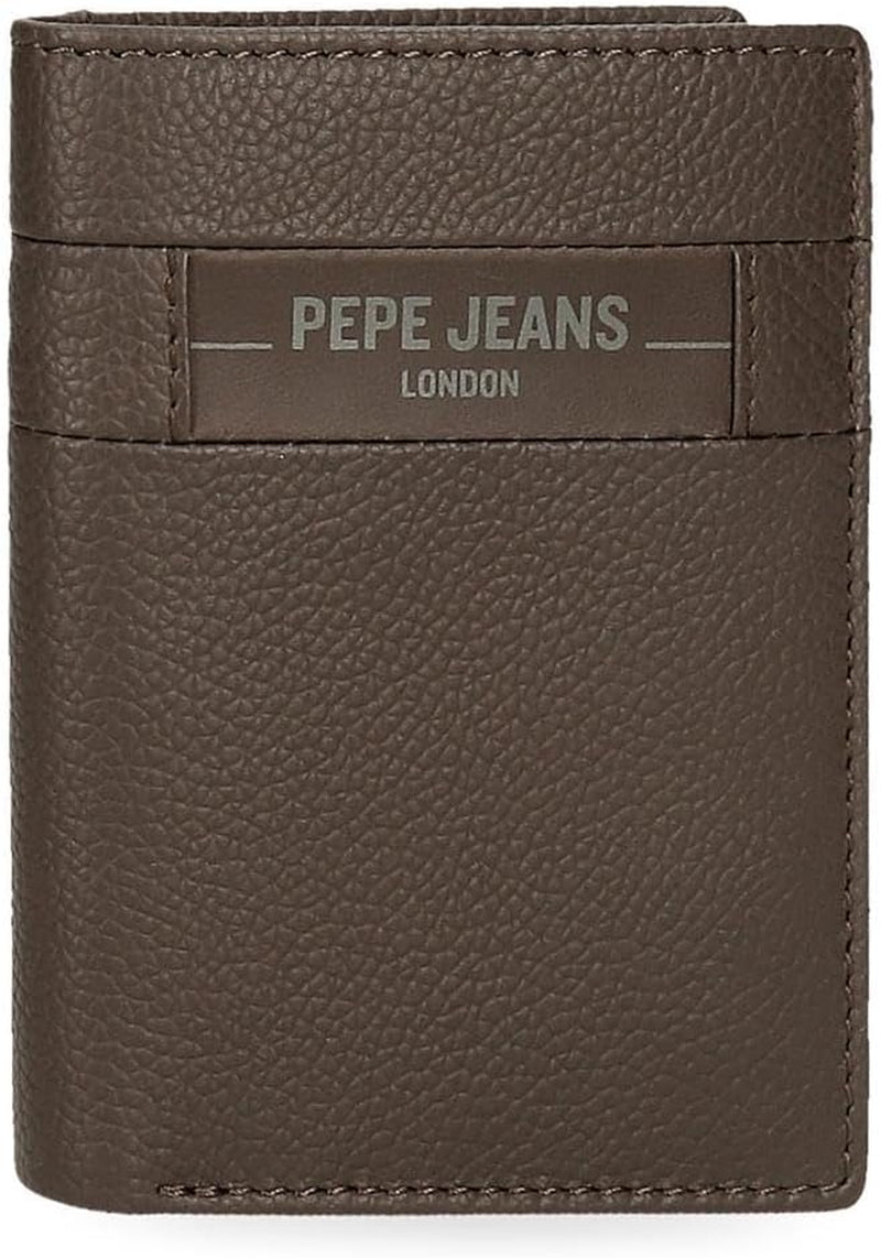 Pepe Jeans Checkbox Noir Marron Bleu Gris Portefeuilles et porte-monnaie en peau de vache Naty Shop Portefeuille pour homme Portefeuille vertical marron