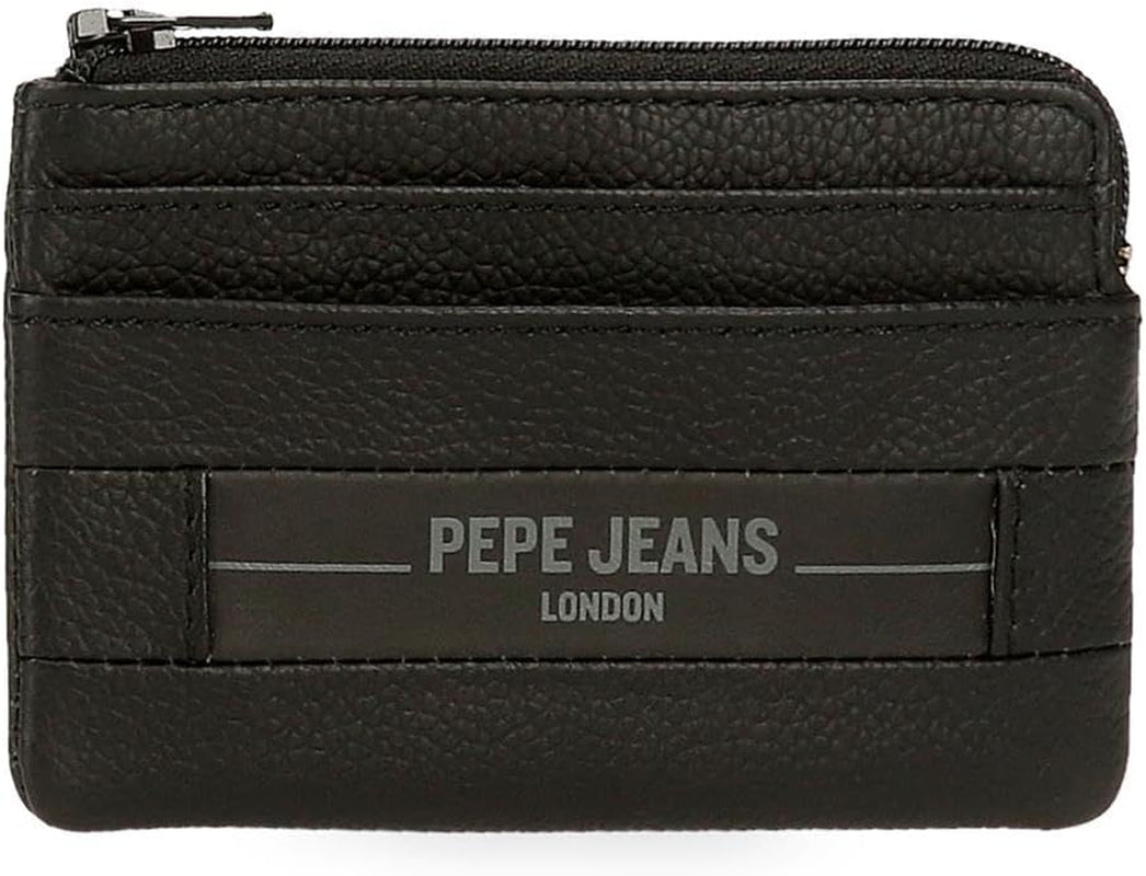 Portefeuilles et porte-monnaie en cuir de vache Pepe Jeans Checkbox, noir, marron, bleu et gris - Naty Shop
