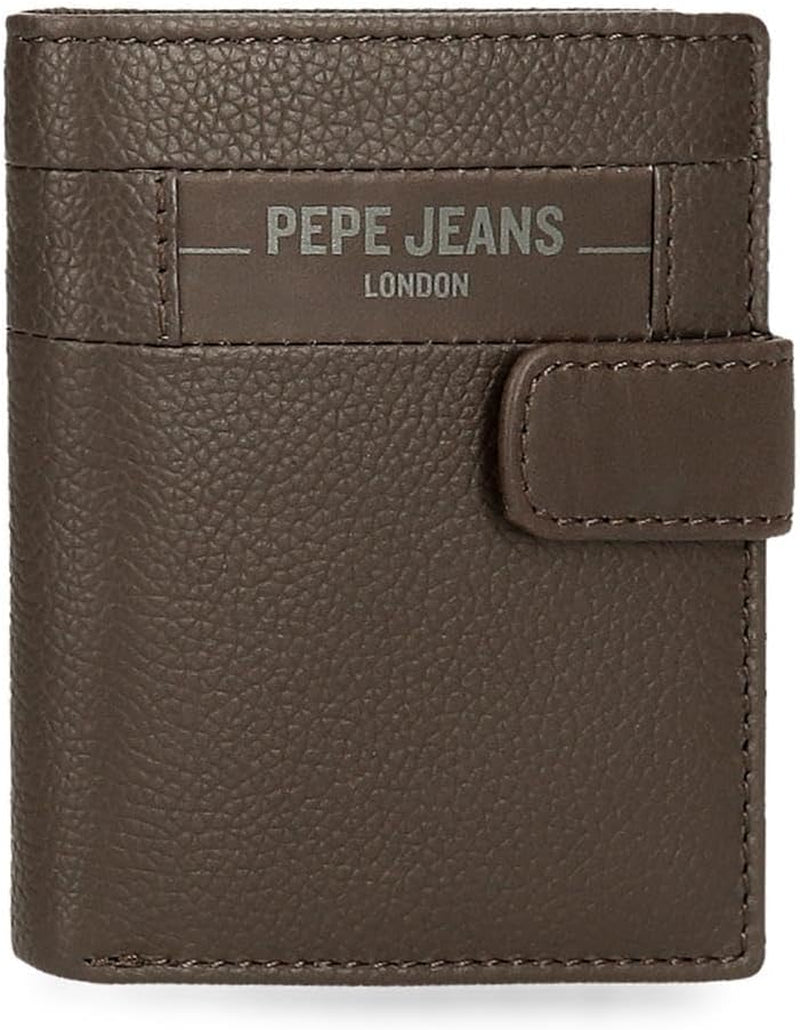 Pepe Jeans Checkbox Portefeuilles et porte-monnaie en cuir de vache Noir Marron Bleu Gris Portefeuille Homme Naty Shop Marron Click Wallet