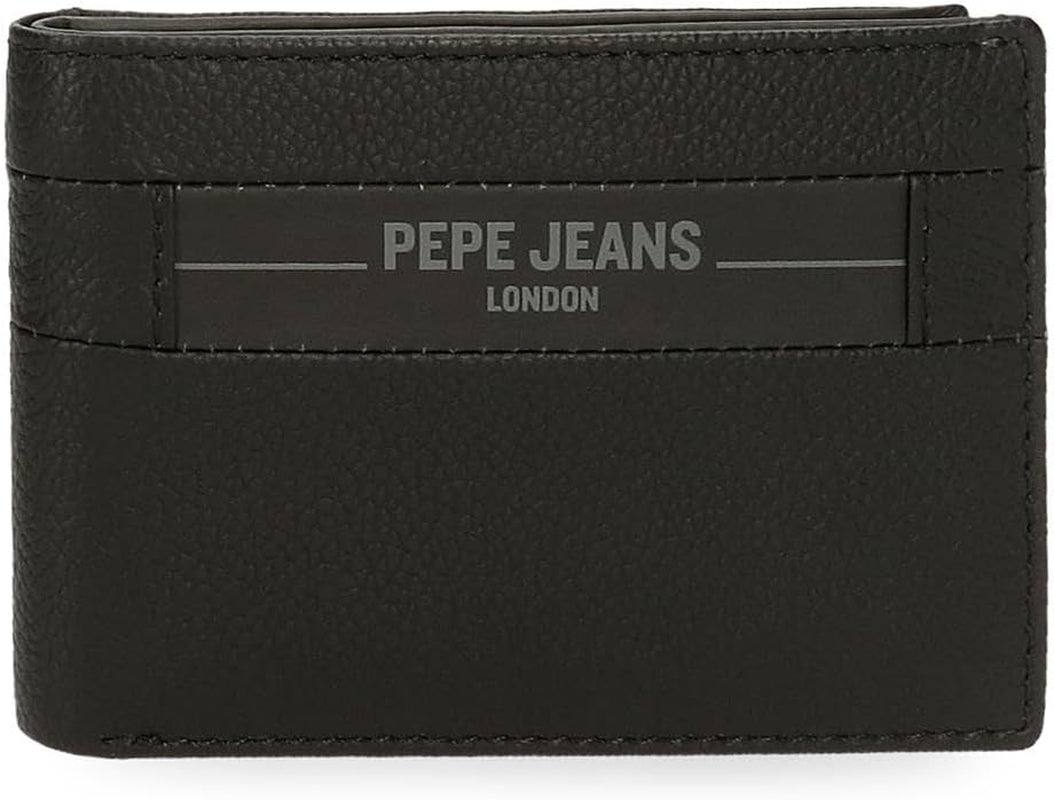 Pepe Jeans Checkbox Noir Marron Bleu Gris Portefeuilles et porte-monnaie en cuir de vache Portefeuille pour hommes Naty Shop Black Checkbox Wallet
