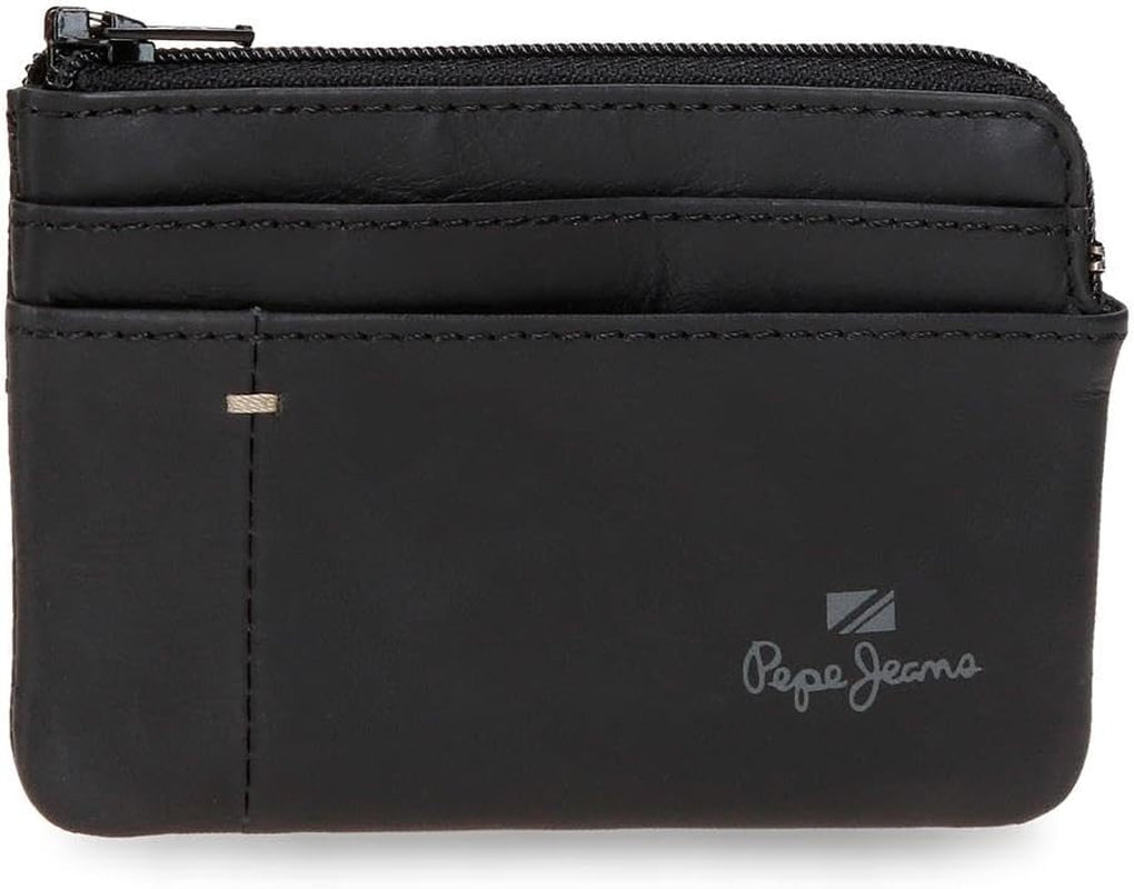 Portefeuilles et porte-monnaie Pepe Jeans Staple en cuir de vache, noir, marron, bleu marine, différentes tailles Naty Shop Portefeuille pour homme Sac à main noir