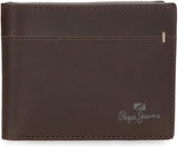 Portefeuilles et porte-monnaie Pepe Jeans Staple en cuir de vache, noir, marron, bleu marine, différentes tailles, portefeuille pour hommes Naty Shop Brown Staple Wallet