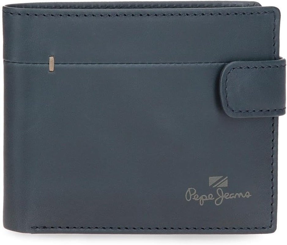 Portefeuilles et porte-monnaie en cuir de vache Pepe Jeans Staple, noir, marron, bleu marine, différentes tailles, portefeuille pour hommes Naty Shop, portefeuille vertical bleu marine