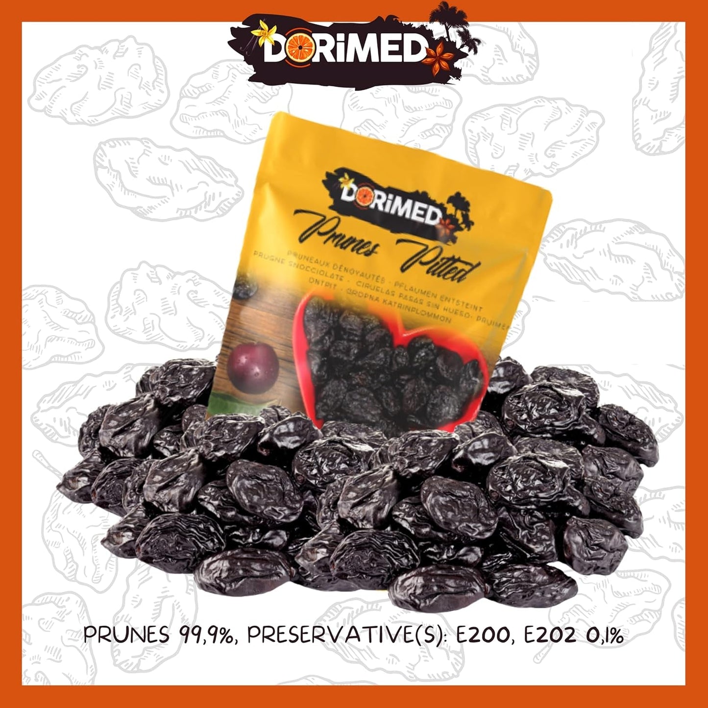 Pruneaux 1 kg | Prunes dénoyautées d'Agen | Tendre, doux, savoureux et juteux | Fruits secs entiers, gros et non sucrés | Riches en fibres et antioxydants naturels Produits déshydratés Naty Shop
