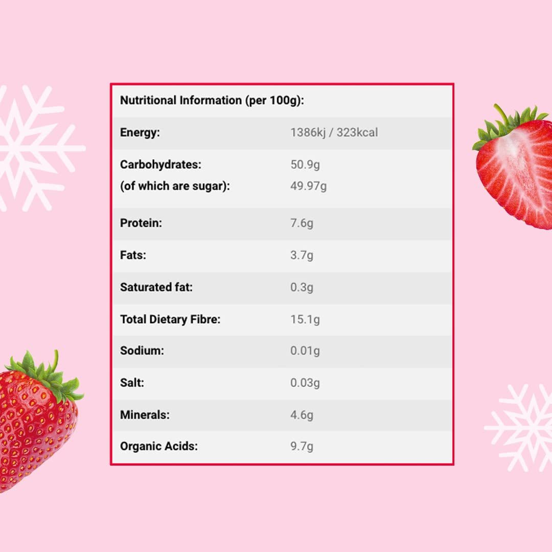 Poudre de fraise lyophilisée 250g - Poudre de fruits lyophilisés - Poudre de fraise lyophilisée pour pâtisserie, smoothie et muesli - Poudre de fraise 100% naturelle sans additifs Produits déshydratés Naty Shop