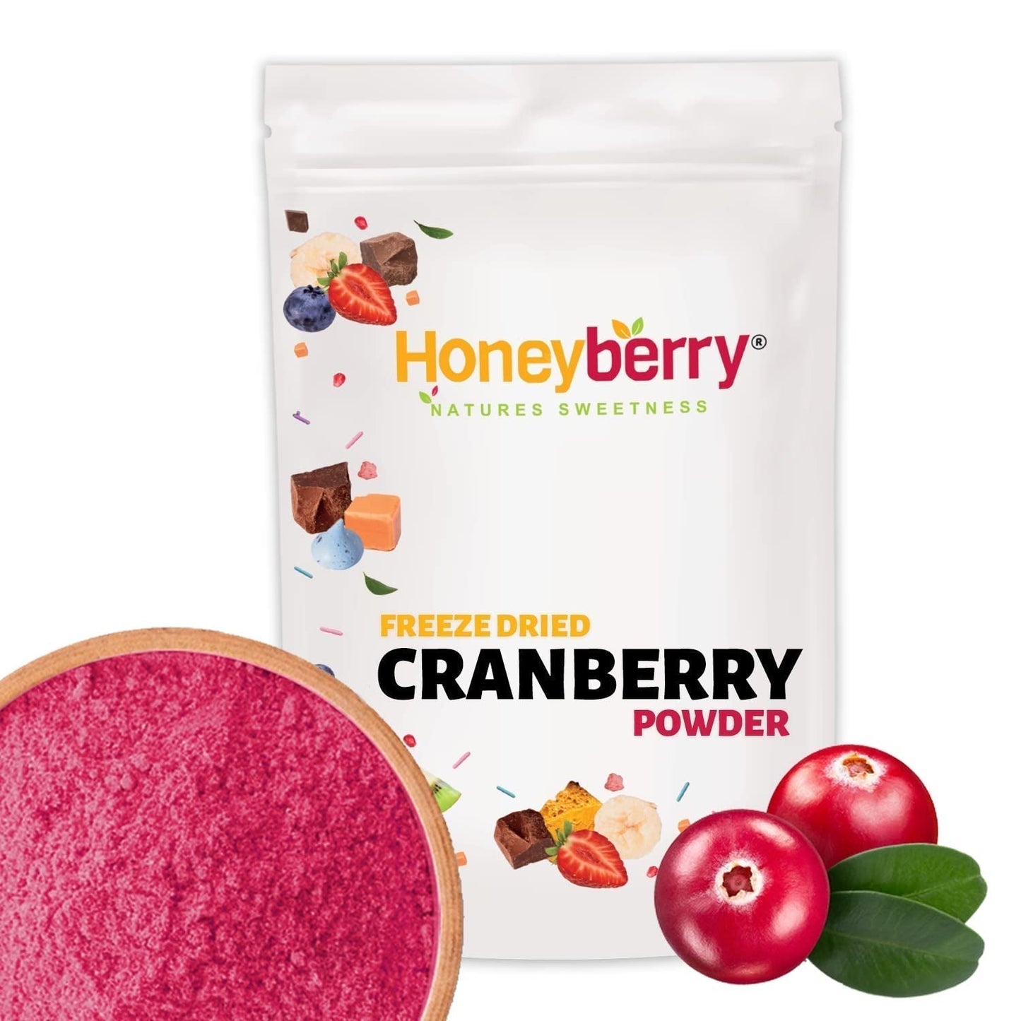 Poudre de canneberges lyophilisées 250g - Poudre de fruits lyophilisés - Poudre de canneberges lyophilisée pour pâtisserie, smoothies et muesli - Poudre de canneberges 100% naturelle sans additifs Produits déshydratés Naty Shop 250G