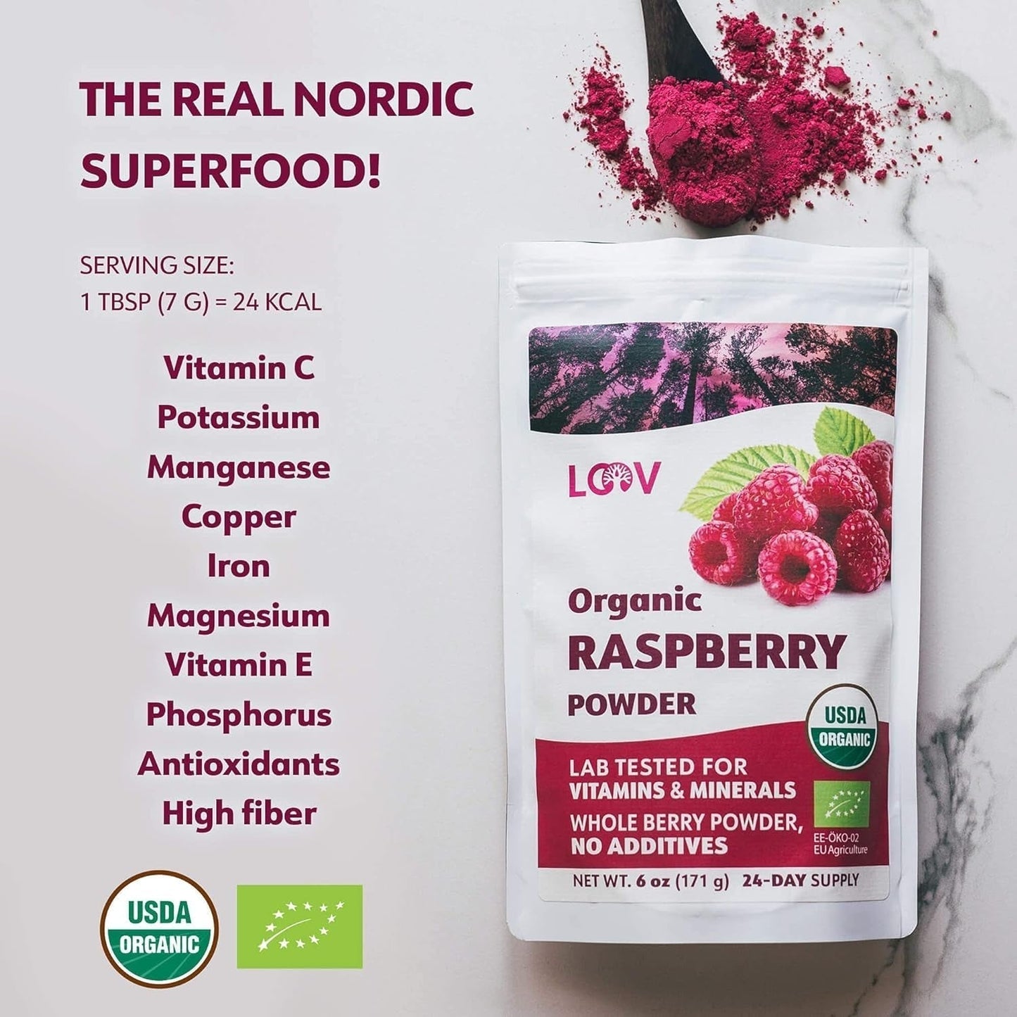 Poudre de framboise biologique 100 % framboises entières Poudre de framboise lyophilisée 171 g d'Europe Approvisionnement 24 jours sans sucre ajouté Naty Shop Produits déshydratés