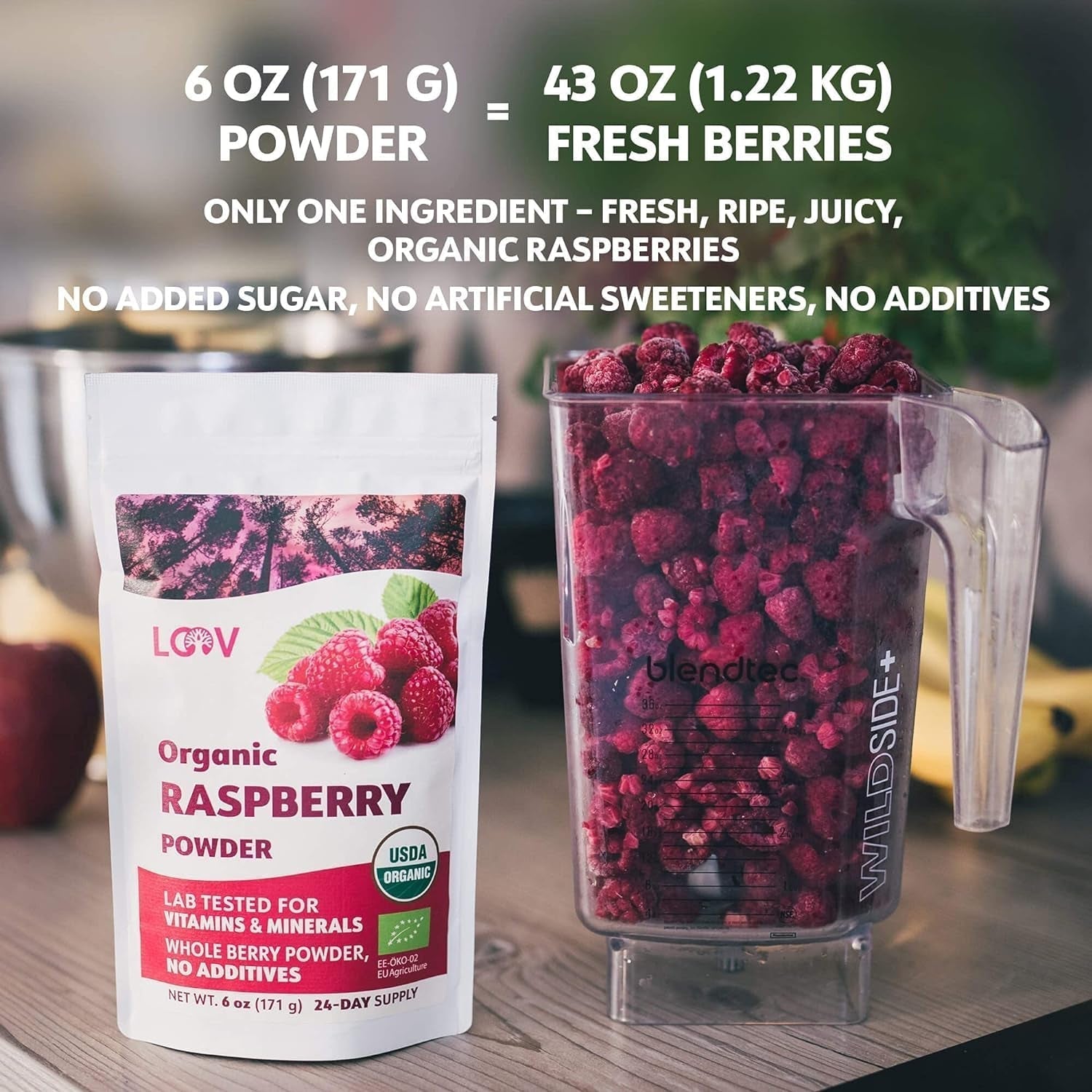 Poudre de framboise biologique 100 % framboises entières Poudre de framboise lyophilisée 171 g d'Europe Approvisionnement 24 jours sans sucre ajouté Naty Shop Produits déshydratés